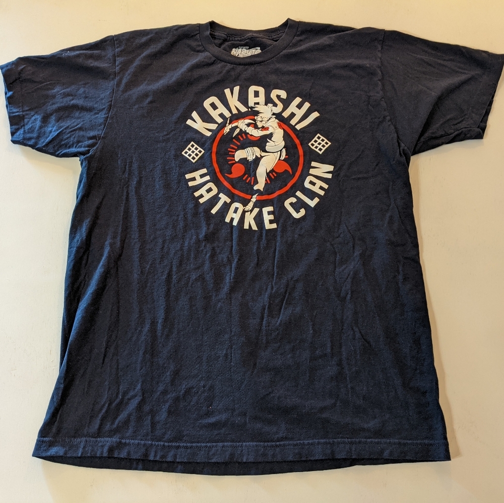 Vintage Naruto Shippuden Kakashi Hatake Clan Navy T-Shirt L Anime 2002 - 2007